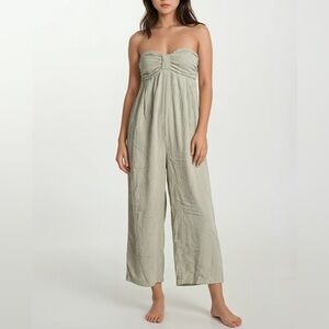 Ava Sky Fighting Eel Kalei Strapless Sage Jumpsuit Jumper Small